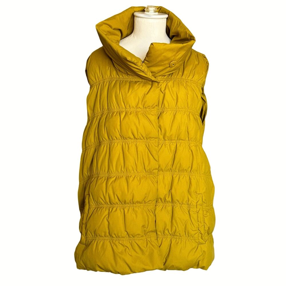 EILEEN FISHER Goose Down Puffer Vest Stand Collar Snap Front Size XL - Picture 2 of 8